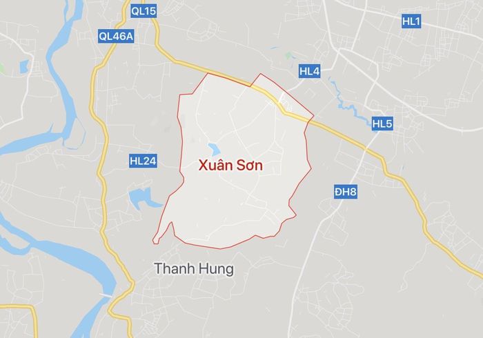 Xã Xuân Sơn, địa phương thứ 4 của xã Đô Lương đang có dịch tả lợn châu Phi. Ảnh: Google Maps