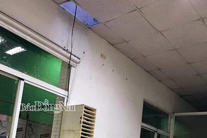 Trần nhà của văn phòng bị cạy phá (Ảnh: CTV)