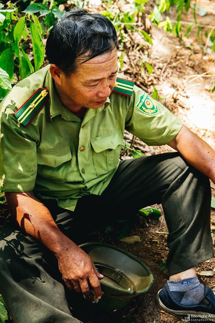 Lực lượng kiểm lâm có một đêm trắng chữa cháy rừng. Ảnh: Trung Kiên