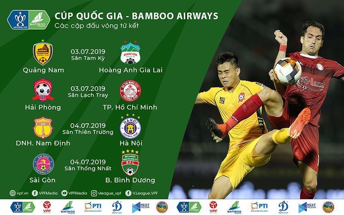Lịch thi đấu tứ kết Cúp quốc gia 2019