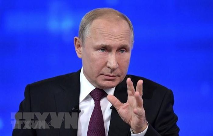Tổng thống Nga Vladimir Putin phát biểu tại Moskva ngày 20/6/2019. (Ảnh: AFP/ TTXVN)