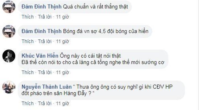 Một số bình luận đồng tình quan điểm của bầu Đức