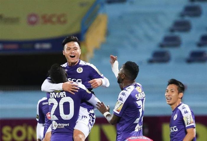 Hà Nội FC được đánh giá cao hơn nhờ sở hữu nhiều tuyển thủ quốc gia. Ảnh: Trọng Đạt/TTXVN.