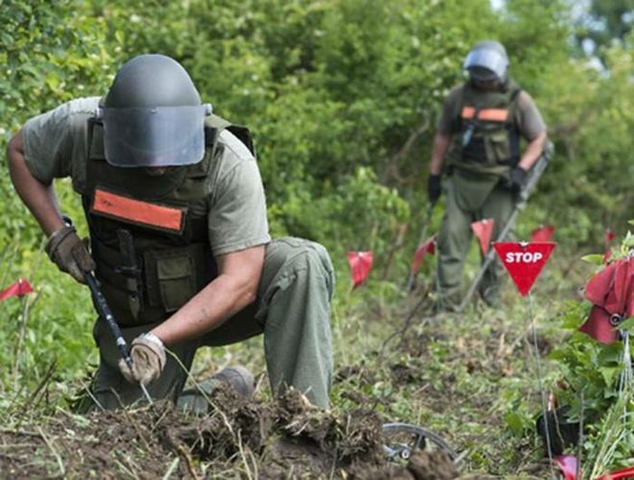  Dò mìn: Rà phá bom mìn, địa lôi hoặc ngư lôi, là một công việc quan trọng và cao cả. Đến thời điểm này, các công nhân dò mìn làm việc hiệu quả hơn các loại máy móc, nên công việc nguy hiểm này vẫn còn do con người đảm nhiệm 