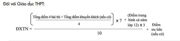  Công thức tính điểm xét tốt nghiệp đối với TS giáo dục phổ thông.