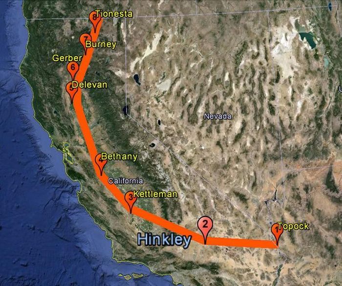 Sơ đồ hệ thống truyền tải khí đốt của PG&E