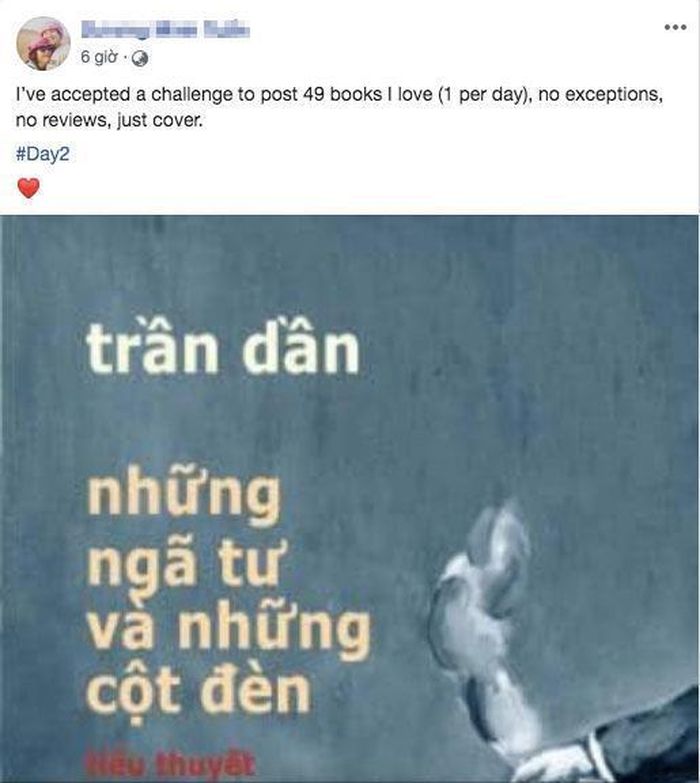 Một độc giả tham gia thử thách 49 cuốn sách tôi yêu. Ảnh chụp màn hình