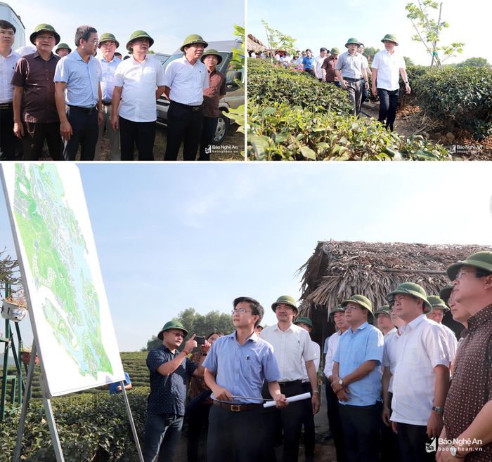 Chủ tịch UBND tỉnh Thái Thanh Quý kiểm tra tiến độ triển khai Dự án Khu du lịch hỗn hợp và nghỉ dưỡng hồ Cầu Cau tại 2 xã Thanh An và Thanh Thịnh. Ảnh: Thành Duy