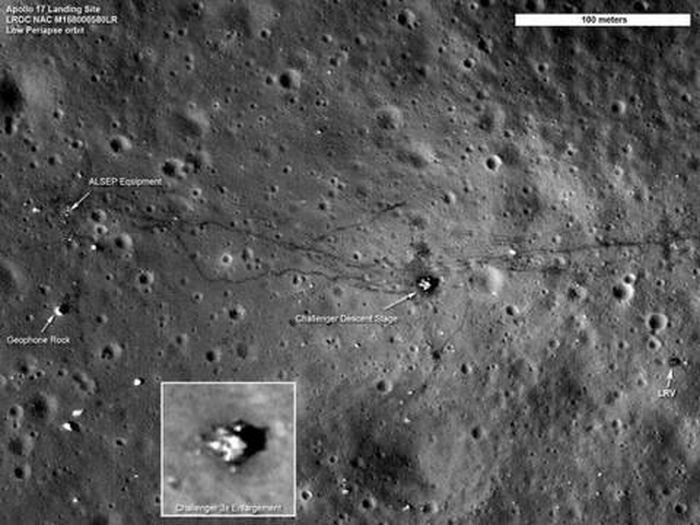 Vị trí tàu Apollo 17 đáp xuống Mặt trăng - Ảnh: NASA