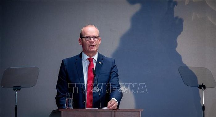 Ngoại trưởng CH Ireland Simon Coveney phát biểu tại một hội nghị ở Berlin, Đức ngày 28/8/2018. Ảnh tư liệu: AFP/TTXVN