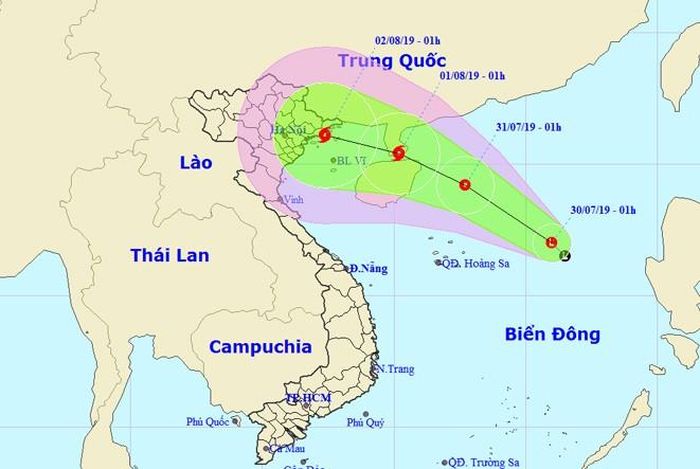 Hướng đi của Bão số 3.