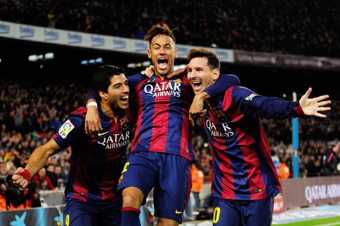 Neymar đã có những ngày huy hoàng tại Barca với hai người đồng đội ăn ý Messi và Suarez. Ảnh: Getty.
