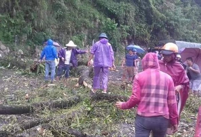 Cây đổ cây cối xuống QL6, gây gián đoạn giao thông