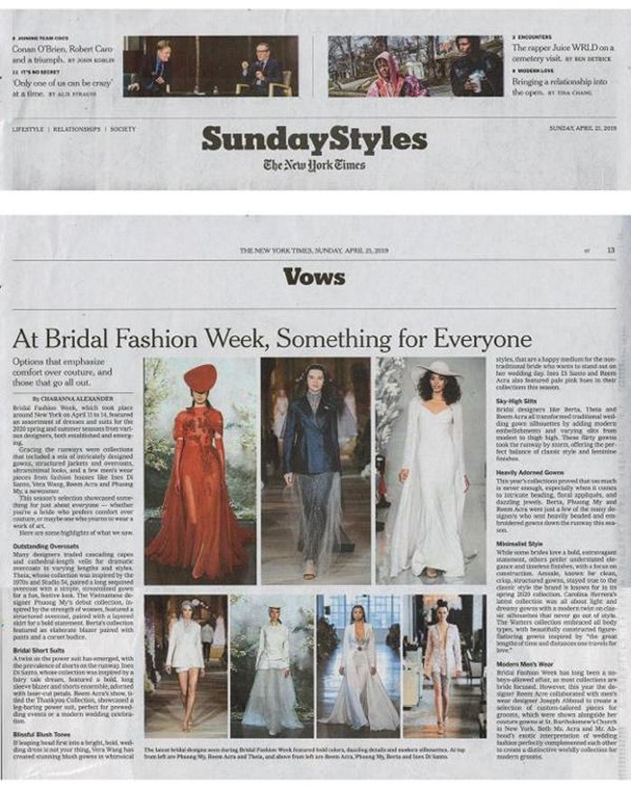 Hình ảnh BST PHUONG MY Bridal trên báo The New York Times của Mỹ.