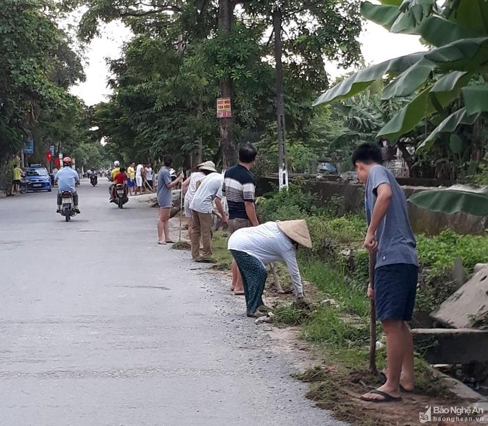 Chi bộ xóm Trung Thành, Đảng bộ xã Hưng Đông (TP. Vinh) lãnh đạo nhân dân duy trì "Ngày chủ nhật xanh" hàng tuần. Ảnh: Mai Hoa