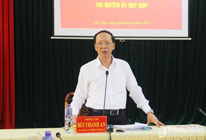 Đồng chí Bùi Thanh An phát biểu chỉ đạo tại buổi làm việc. Ảnh: Thanh Quỳnh