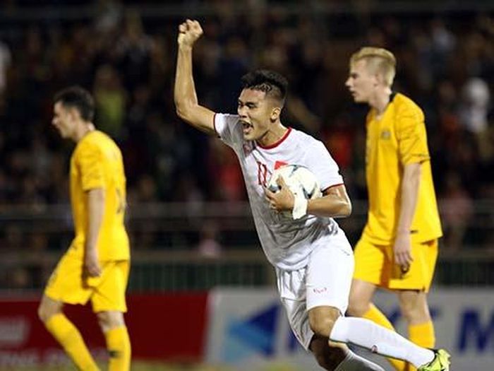U18 Việt Nam chỉ có 1 bàn danh dự vào lưới đối thủ đến từ xứ chuột túi. Ảnh: VFF