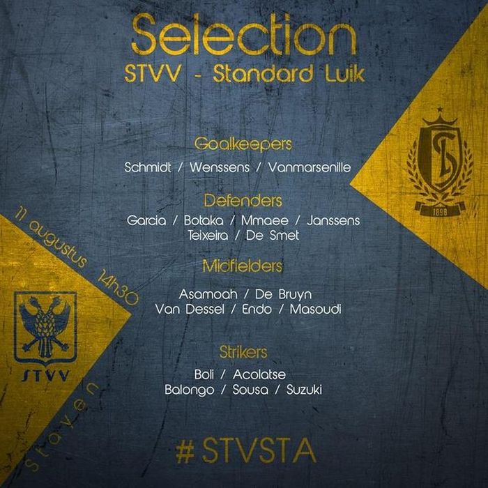 Danh sách đăng ký của STVV ở vòng 3 giải VĐQG Bỉ. Ảnh: STVV.
