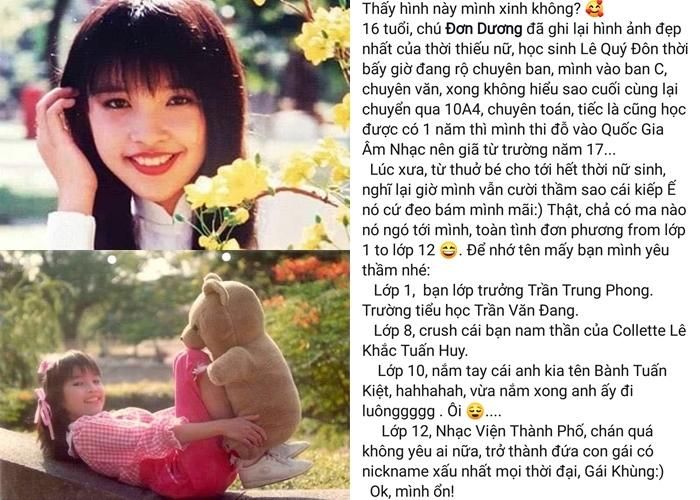 Hiền Thục bất ngờ đăng tải hình ảnh thời thiếu nữ và hài hước chia sẻ về lịch sử tình trường của bản thân.