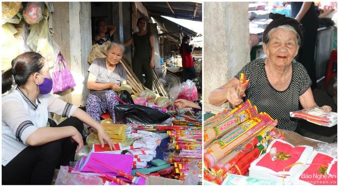 Những cụ bà dẫu cao tuổi vẫn tần tảo mưu sinh như góp thêm hình ảnh đẹp trong nét văn hóa truyền thống làng quê, chợ quê ngày Rằm.