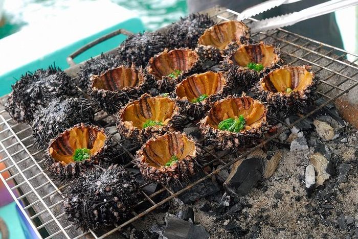 Cầu gai nướng: Nhím biển hay còn gọi là cầu gai, cà ghim, tuy có nhiều ở Vân Đồn nhưng lại là loài hải sản quý hiếm nhờ hàm lượng dinh dưỡng khá cao. Cầu gai có thể dùng để “biến tấu” thành nhiều món, nhưng ngon và đặc trưng nhất cho xứ biển thì chỉ có món cầu gai nướng mỡ hành.