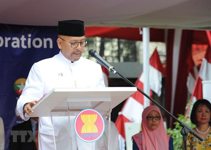 Đại sứ Indonesia Cosmas Cheppy Tri Prakoso Wartono phát biểu tại buổi lễ. (Ảnh: Lưu Việt Hùng/TTXVN)