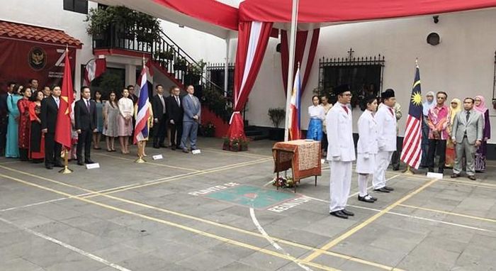 Toàn cảnh Lễ kỷ niệm 52 năm Ngày thành lập ASEAN tại Mexico.(Ảnh: Lưu Việt Hùng/TTXVN)
