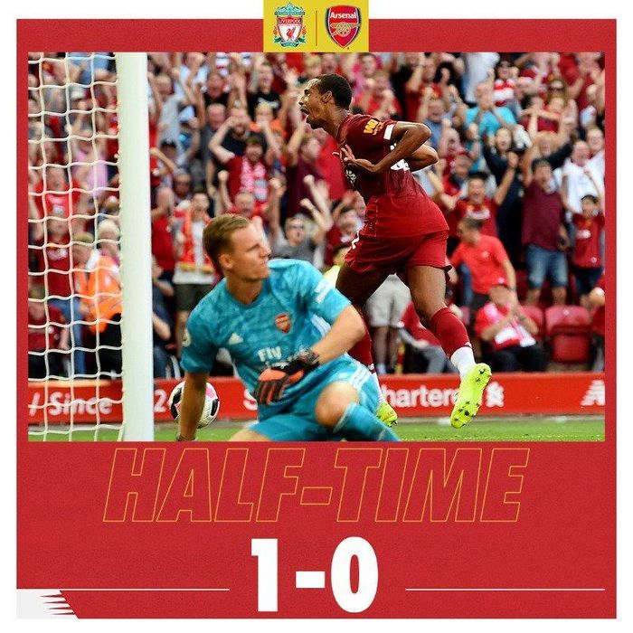 Hiệp 1 khép lại với tỷ số 1-0 nghiêng về Liverpool