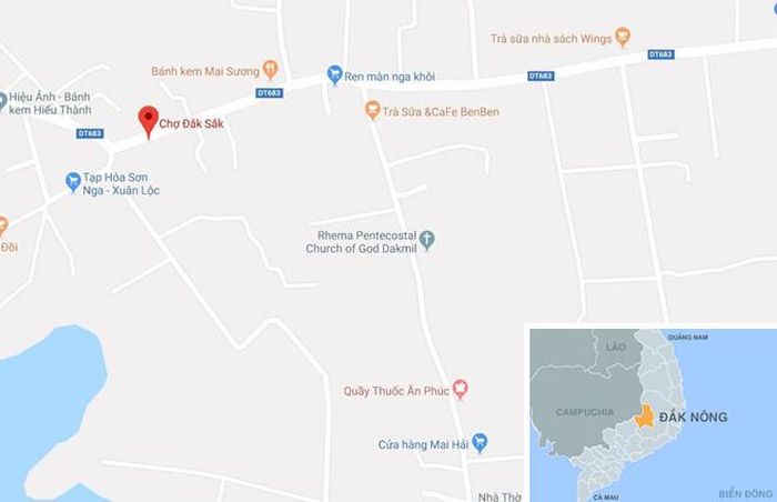 Chợ Đắk Sắk, nơi xảy ra tai nạn. Ảnh: Google Maps.