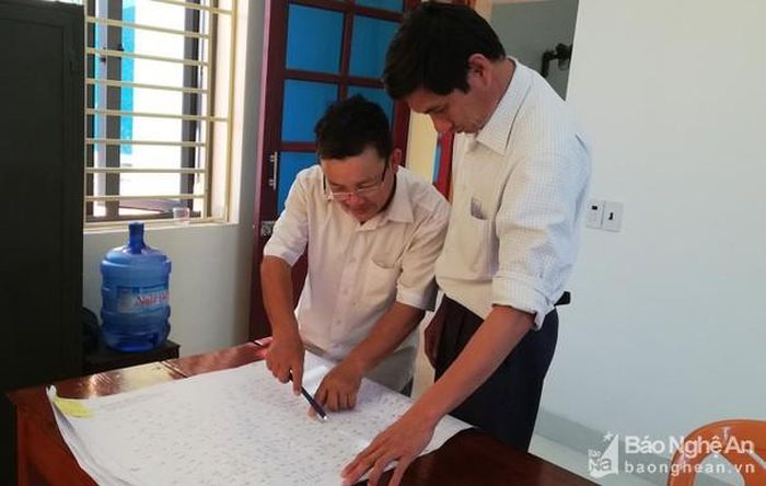 Hoàn thành trích lục trích đo ở huyện Diễn Châu. Ảnh: T.C