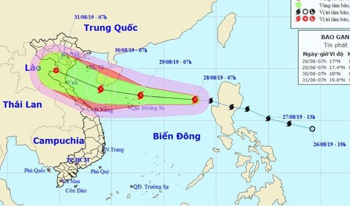 Vị trí và hướng di chuyển của bão Podul. (Nguồn: nchmf.gov.vn)