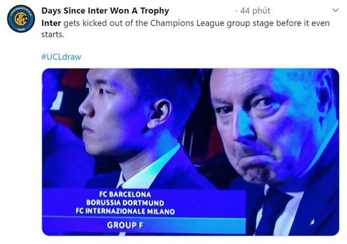  "Inter đã bị loại từ khi vòng bảng Champions League còn chưa khởi tranh". Chủ tịch Steven Zhang chết lặng khi biết Inter phải nằm cùng bảng với 2 đối thủ mạnh là Barca và Dortmund. 