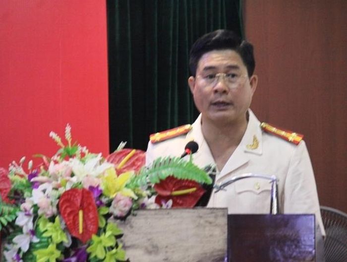 Đại tá Nguyễn Tuấn Anh phát biểu nhận nhiệm vụ trên cương vị mới