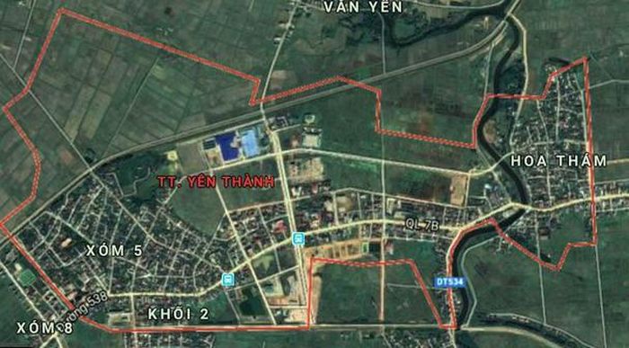 Thị trấn Yên Thành. Minh họa Google Maps