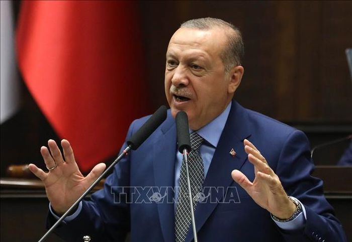 Tổng thống Thổ Nhĩ Kỳ Tayyip Erdogan phát biểu tại cuộc họp ở Ankara. Ảnh: AFP/TTXVN