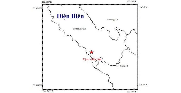 Bản đồ chấn tâm động đất.