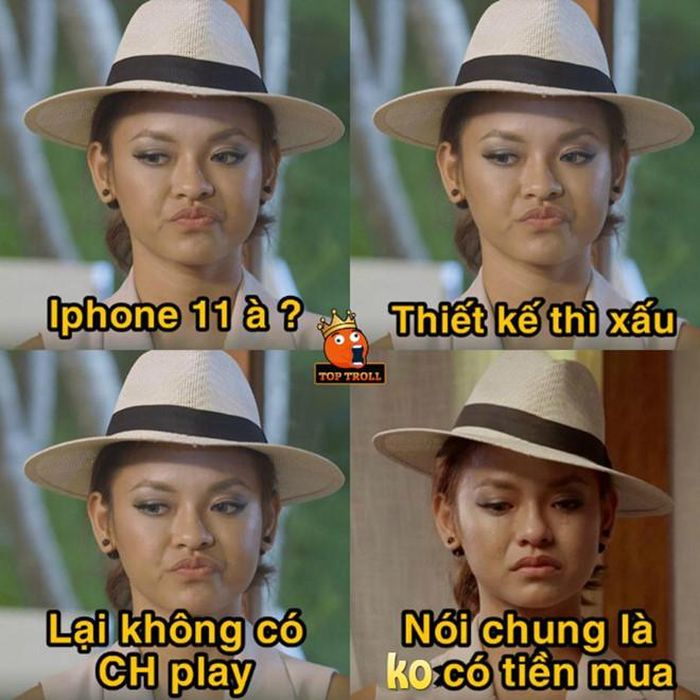 Không có tiền mua iPhone 11, những người "yêu Táo" đành ngậm ngùi tìm lý do để khỏi buồn. Ảnh: Top Troll.