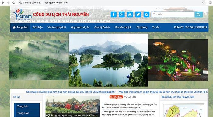 Giao diện cổng thông tin du lịch thông minh của Thái Nguyên