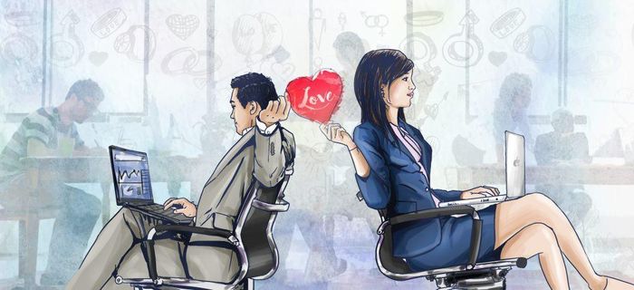 Tình yêu văn phòng, yêu thôi sợ gì. Ảnh: Pinterest.