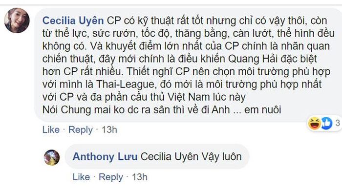 Một CĐV khuyên Công Phương chọn Thai League