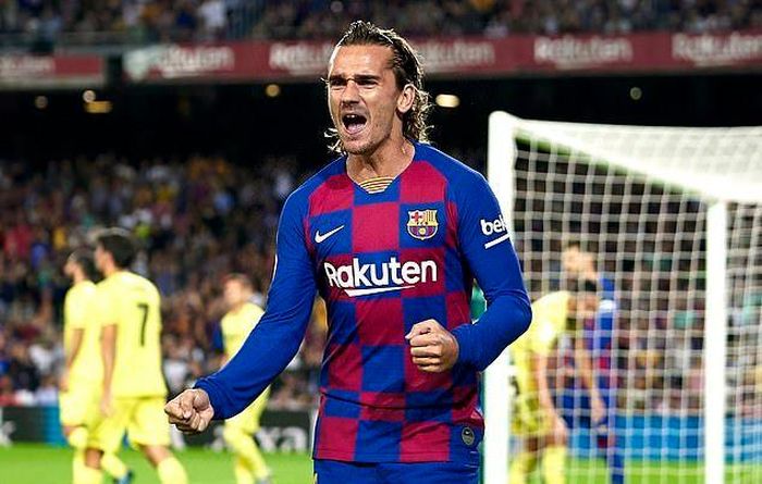 Griezmann ăn mừng bàn thắng mở tỷ số cho Barca