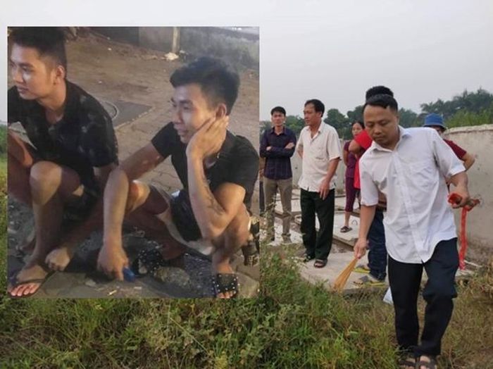  2 nghi can (trái) được nạn nhân chụp lại gửi cho bạn. Ảnh phải: Hiện trường vụ án.