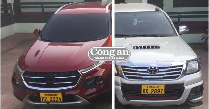 2 ô-tô của các đối tượng bị thu giữ tại hiện trường.