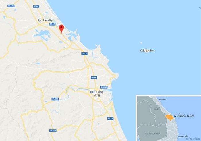 Quốc lộ 1 qua xã Tam Anh Nam, huyện Núi Thành, Quảng Nam, nơi xảy ra vụ tai nạn. Ảnh: Google Maps.