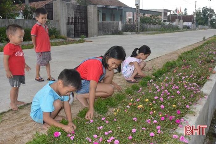 Không chỉ làm “vườn đẹp, nhà sạch”, nâng cao thu nhập mà các CLB còn chung sức làm đường hoa, giữ gìn vệ sinh các tuyến đường thôn