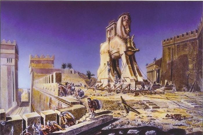 Một hình vẽ minh họa về trận chiến thành Troy. 