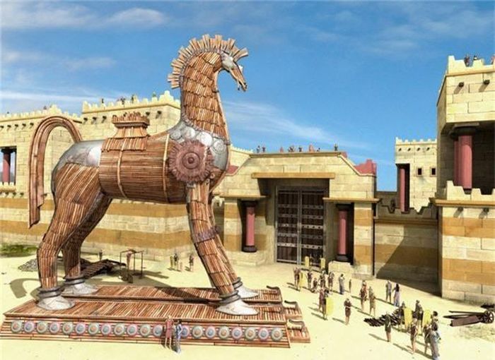 Một mô hình dựng bằng phần mềm 3D của ngựa Troy.