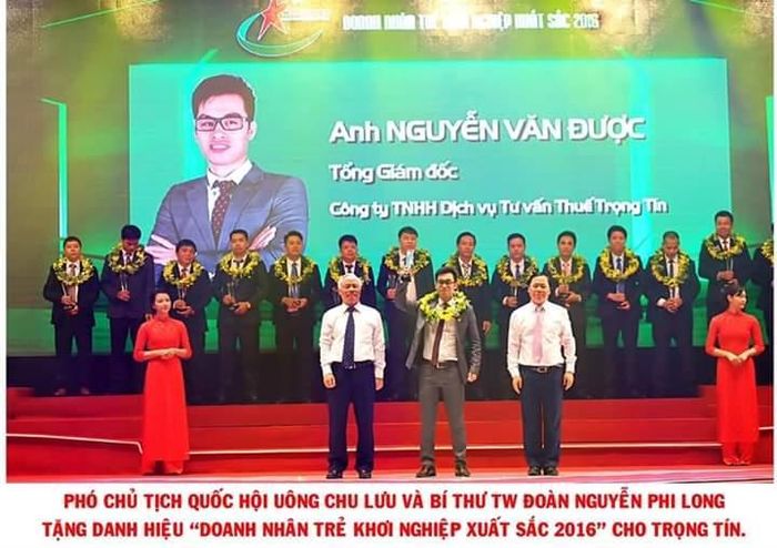 Anh Nguyễn Văn Được là doanh nhân trẻ xuất sắc năm 2016. Ảnh: Nhân vật cung cấp.