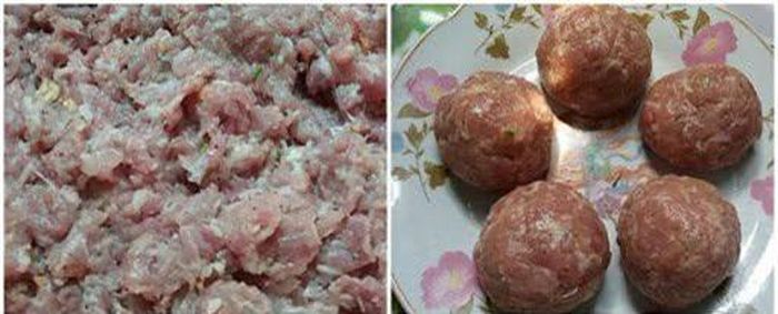 Ướp thịt xay và viên thịt thành hình tròn
