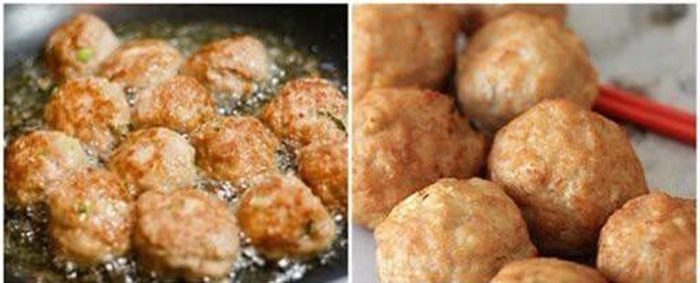 Chiên thịt chín vàng rồi gắp ra